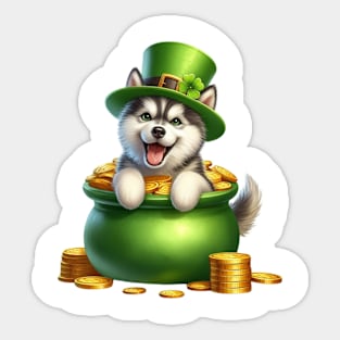 St Patricks Day Siberian Husky Dog Sticker